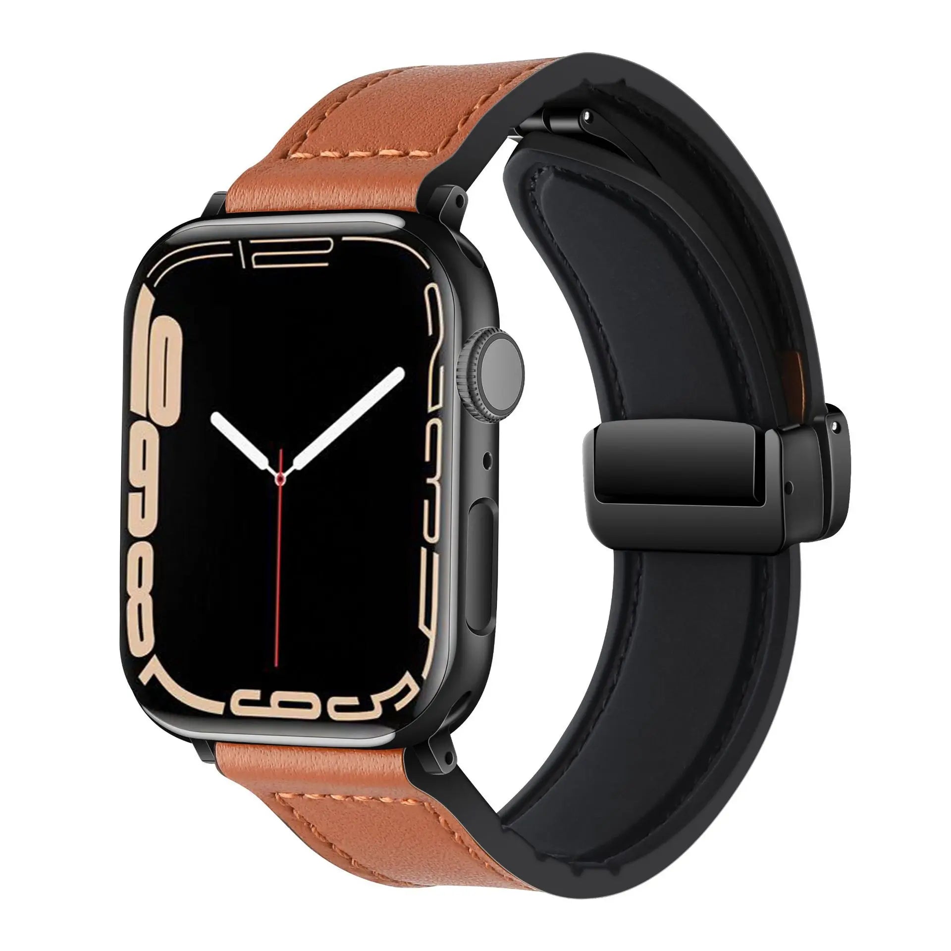 Magnetic band for Apple Watch band 44mm 40mm 45mm 41mm Genuine Leather+silicone band Apple Watch Series 10 9 8 7 SE Ultra 2 49mm