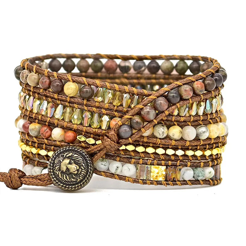 Bohemia Jewelry band for Apple Watch Series 7 38mm 40mm 42mm 44mm Handmade Vintage Natural beads braided band Apple Watch 6 SE 5 4 3