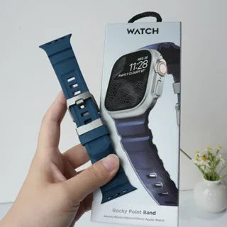 Luxury Silicone band for Apple Watch 46mm Series 10 Ultra 2 49mm 45mm Breathable Sport band for 44mm 42mm Series 9 8 7 6 5 4 3 2 1 SE