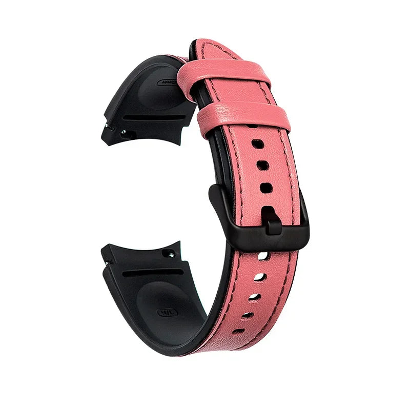 No Gaps Leather Strap for Samsung Galaxy Watch 7 6 5 4 40mm 44mm 6 4Classic 43mm 47mm Silicone Band for Galaxy Watch 5Pro 45mm