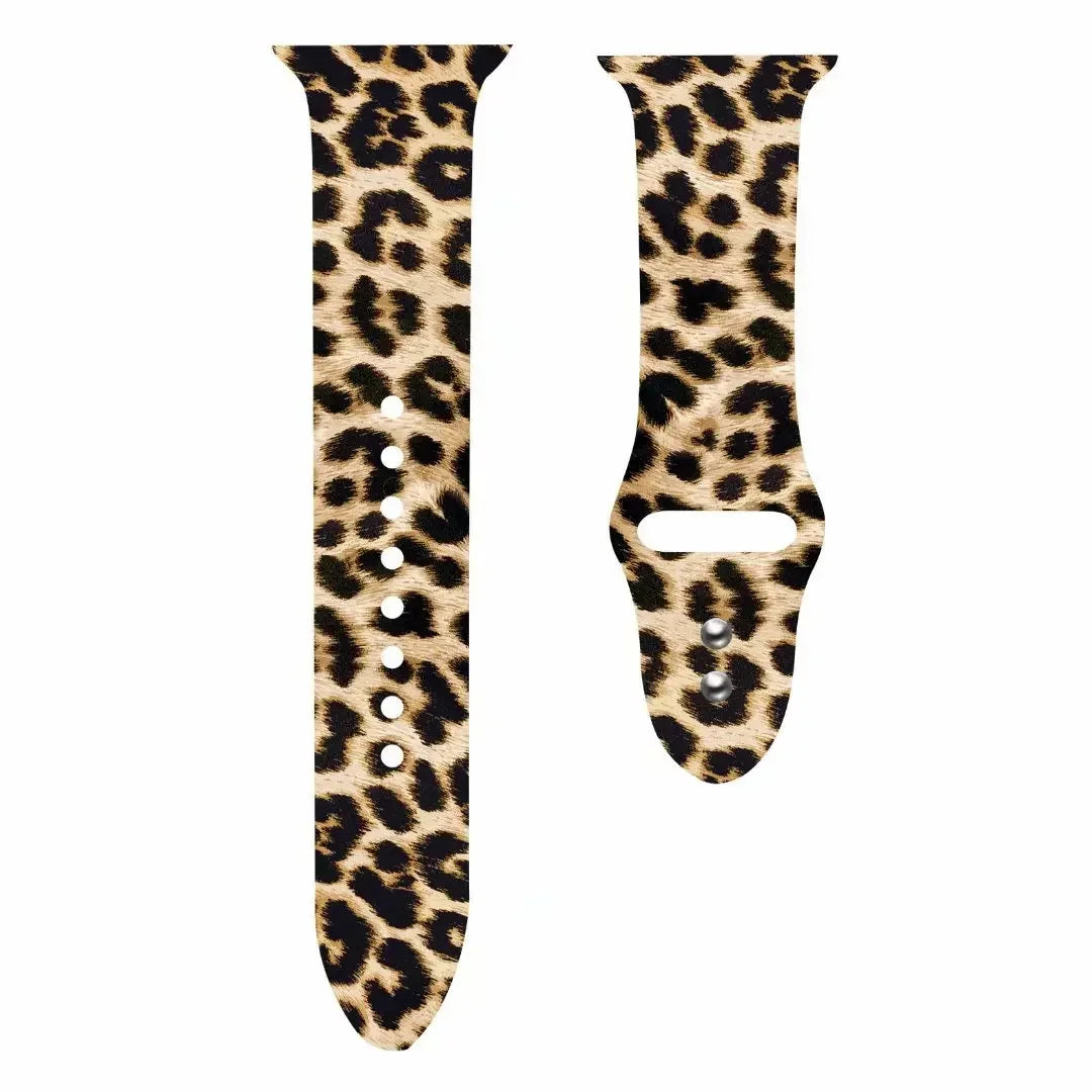 Leopard Printing band for Apple Watch band Ultra 2 49mm 44mm 40mm 41mm 45mm 38mm 42mm for Apple Watch 9 8 7 6 SE 5 4 Women Silicone band