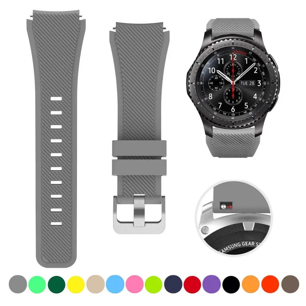 22mm Silicone Band for Samsung Galaxy Watch 3 45mm/huawei watch GT2 46mm/Gear S3 Watchband Bracelet Strap for Amazfit GTR 47mm