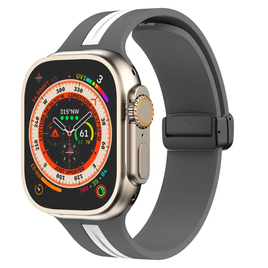 Magnetic buckle band For Apple Watch Ultra 2 band 49mm 44mm 40mm 45mm 41mm 38mm Silicone band Apple Watch Series 7 3 6 5 SE 8 9