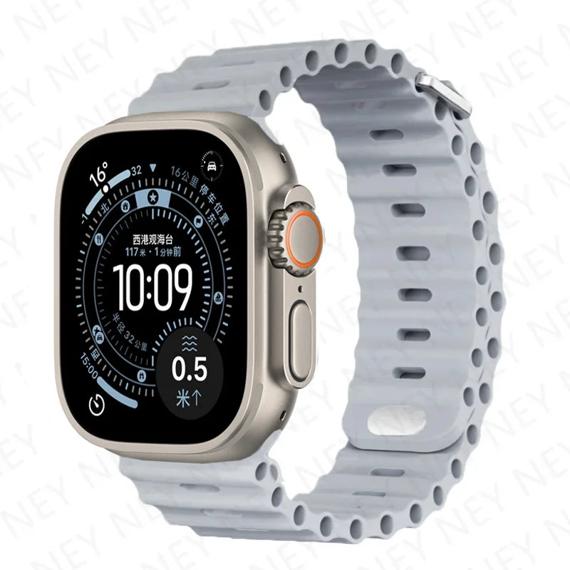 Ocean band For Apple Watch Ultra 2 3 band 49mm 9 8 7 45mm 41mm 44mm Silicone band Wristband Apple Watch S10 S11 46mm 42mm band