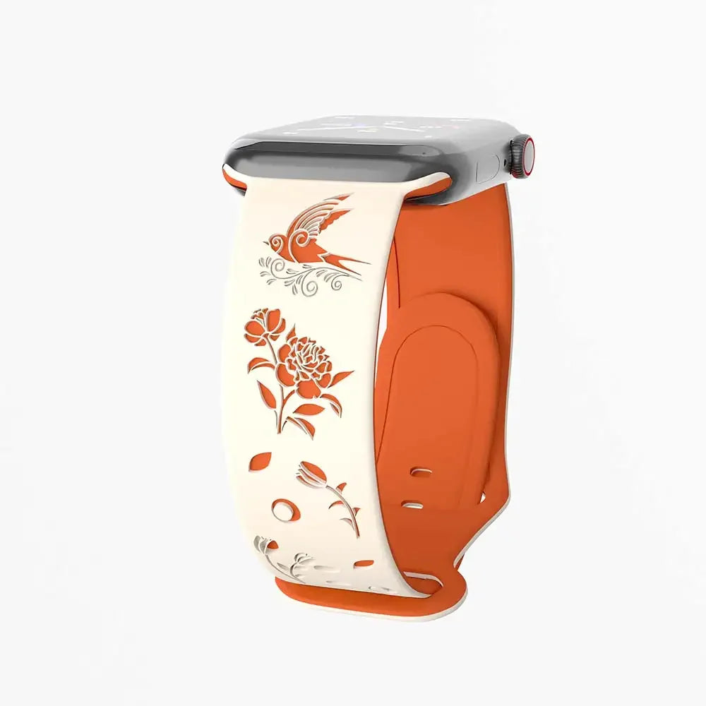 Silicone band For Apple Watch band 42mm 46mm 44mm 41mm 40mm 45mm 49mm Ultra Swallow Engraved band Apple Watch Series 10 9 7 SE 6 8 5