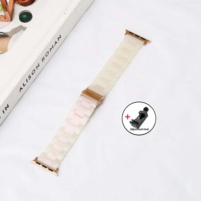 Luxury Resin band for Apple Watch Ultra 2 band 49mm 45mm 41mm 40mm 44mm 38mm 42mm Link band Apple Watch Series 9 7 8 6 SE 5 4 3