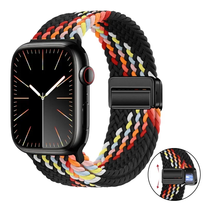 Magnetic Braided band For Apple Watch band 46mm 42mm 45mm 41mm 44mm 40mm Ultra 2 49mm Nylon band Apple Watch 10 9 8 7 6 5 4 SE