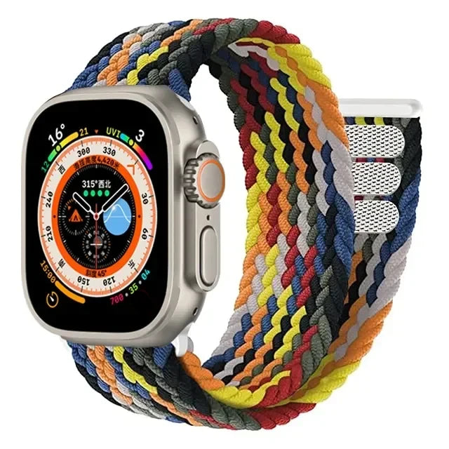 Braided Solo Loop For Apple Watch band 44mm 40mm 45mm 41mm 42mm Ultra 2 49mm correa band Apple Watch Series 9 7 3 5 SE 6 8 band