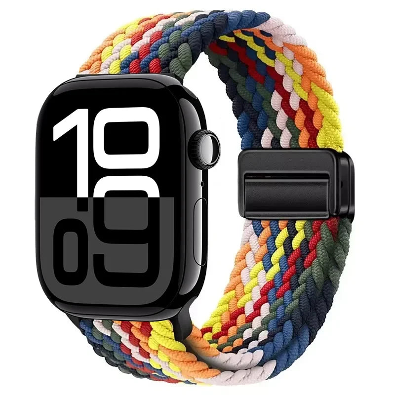 Nylon Braided Loop band for Apple Watch Ultra 3 2 49mm 11 10 42mm 46mm 9 8 7 45mm 41mm Magnetic band Apple Watch 6 5 SE 44mm 40mm band