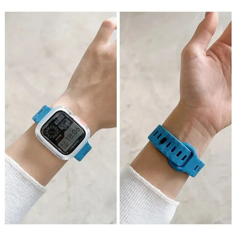 Candy Silicone Case+ band For Apple Watch Series 9 45mm band 8 7 42mm 41mm SE 6 5 4 3 2 1 44mm 40mm 38mm Apple Watch Ultra 2 49mm