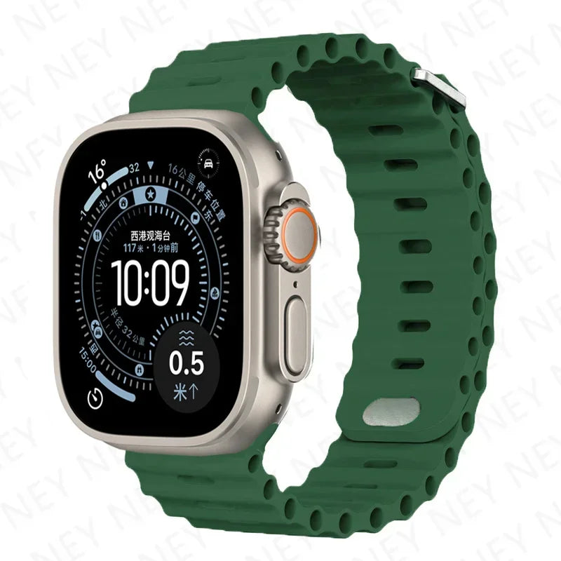 Ocean band For Apple Watch Ultra 2 3 band 49mm 9 8 7 45mm 41mm 44mm Silicone band Wristband Apple Watch S10 S11 46mm 42mm band