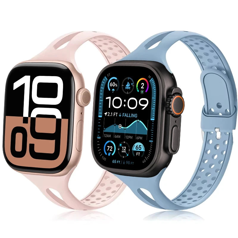 Slim band for Apple Watch band 40mm 44mm 41mm 45mm 49mm S10 42mm Silicone watch band correa band Apple Watch 6 7 8 9 Ultra 2 band