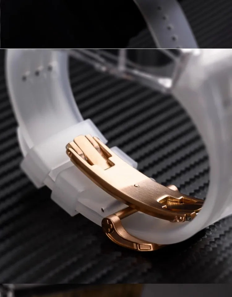 Transparent Luxury Case for Apple Watch Ultra 49mm 45mm 44mm , Stainless Steel Buckle band for Apple Watch 8 7 6 5 4 DIY Modification