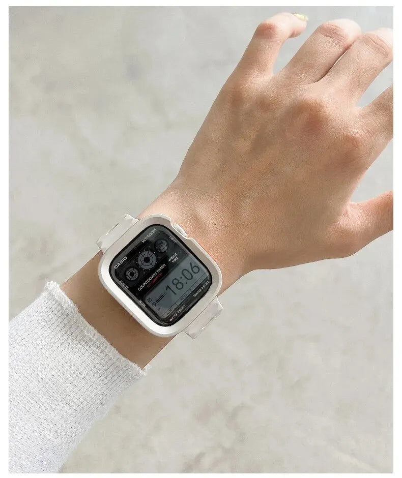 Candy Silicone Case+ band For Apple Watch Series 9 45mm band 8 7 42mm 41mm SE 6 5 4 3 2 1 44mm 40mm 38mm Apple Watch Ultra 2 49mm