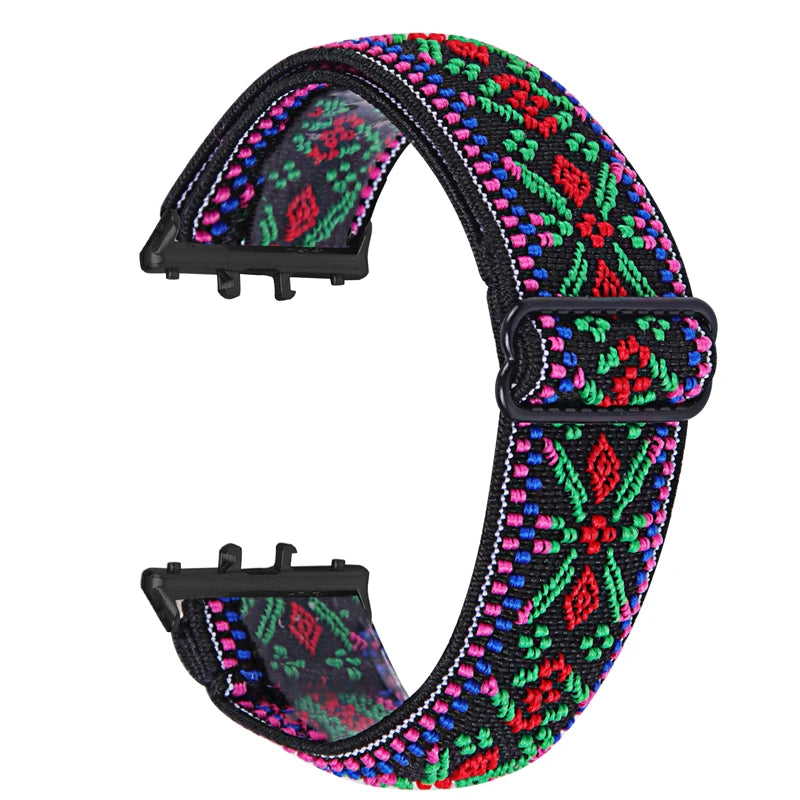 Elastic Nylon Strap For Samsung Galaxy Fit 3 Watch Bracelet Vintage Bohemian National Style Watchband For Samsung Fit 3 SM-R390