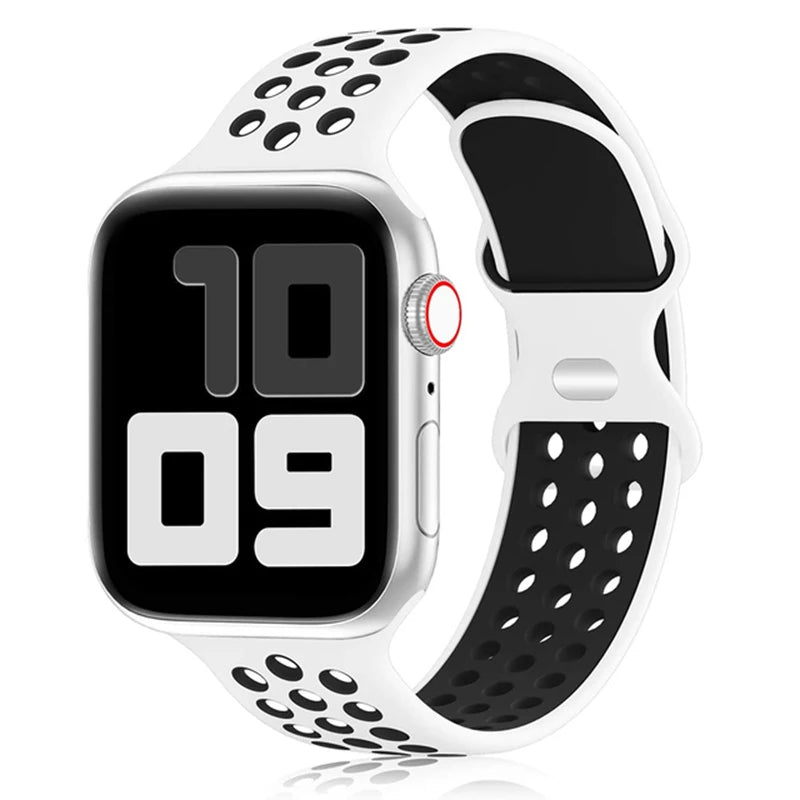 Sport band for Apple Watch band 44mm 40mm 42mm 38mm 41mm 45mm Air hole Silicone band Apple Watch Series 9 8 7 6 SE 5 Ultra 2 49mm