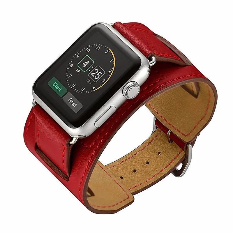 Cuff band for Apple Watch band 44mm 45mm 40mm 49mm 41mm 42mm 38mm Leather watch band Apple Watch Series 9 8 7 5 SE 6 Ultra 2 band