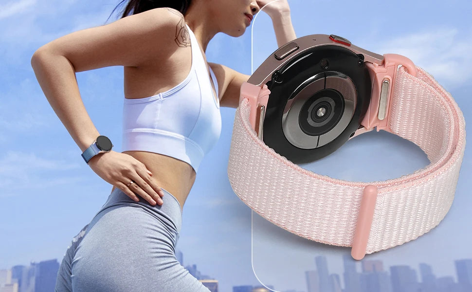 No gaps Band For Samsung Galaxy Watch 7 6 FE 4 Classic 5 pro 44mm 40mm 47mm 45mm Nylon Loop bracelet correa Galaxy Watch 7 Strap