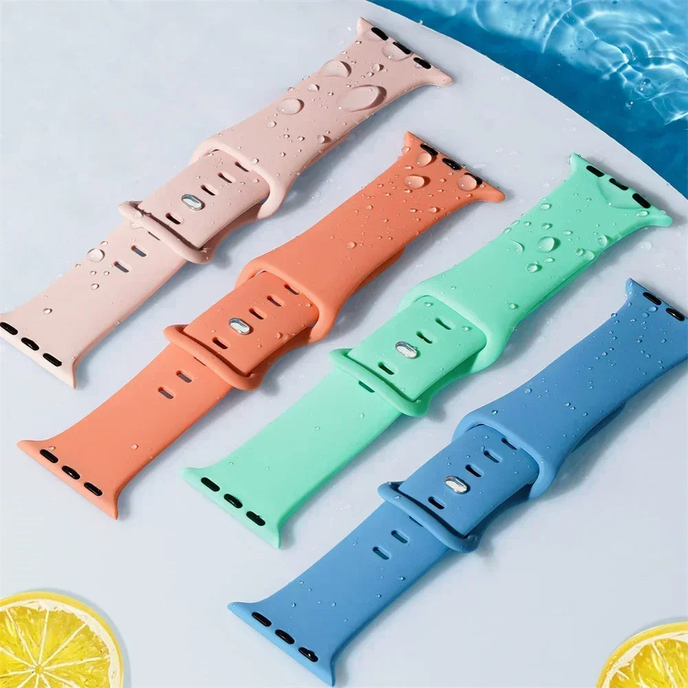 Silicone band For Apple Watch band 44mm 40mm 45mm 41mm 42mm 46mm sport wrist band Apple Watch serie 10 8 7 SE 4 5 6 9 Ultra 2 49mm