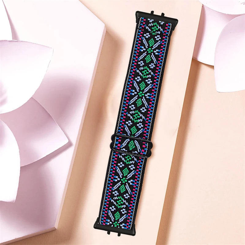 Elastic Nylon Strap For Samsung Galaxy Fit 3 Watch Bracelet Vintage Bohemian National Style Watchband For Samsung Fit 3 SM-R390