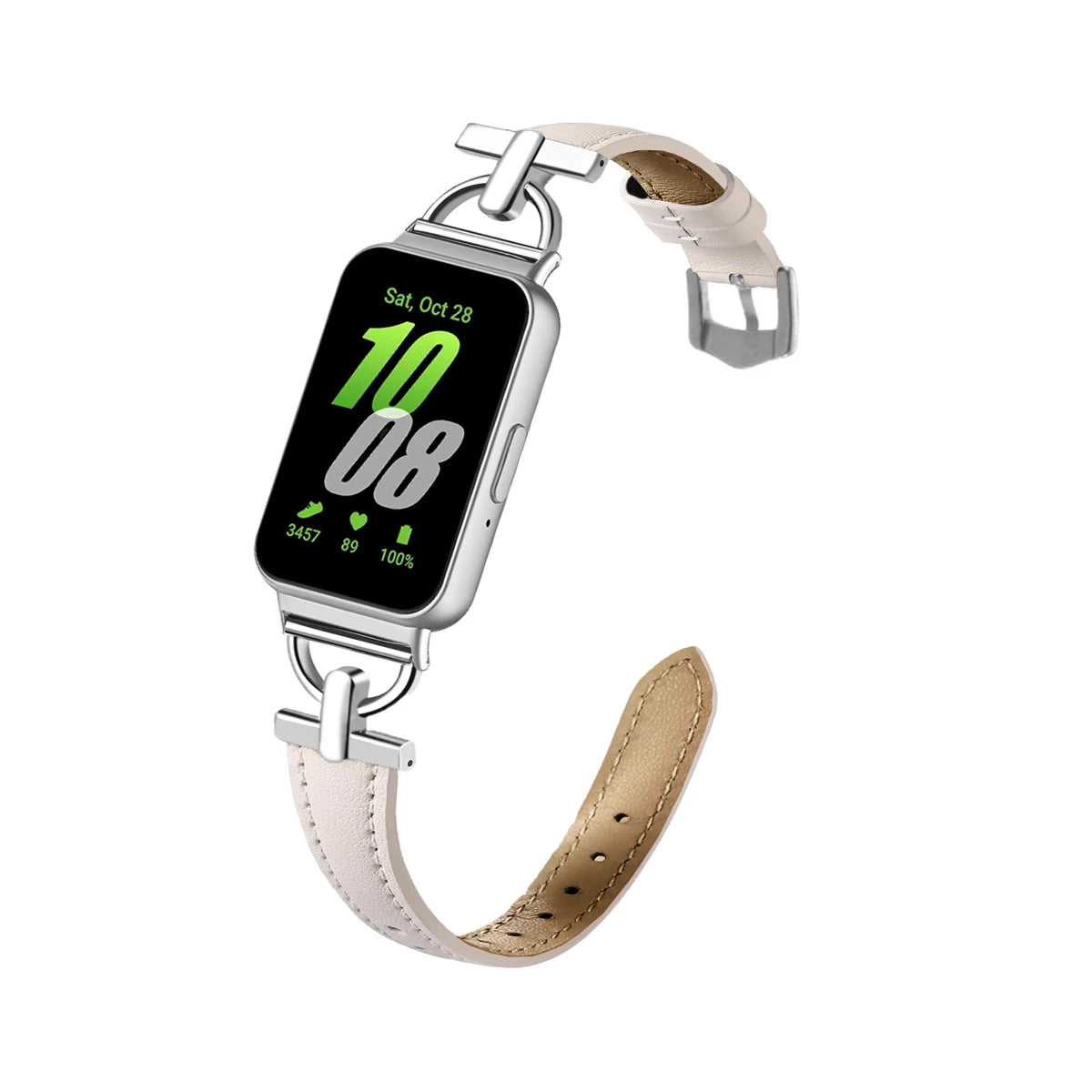 Samsung Galaxy Fit 3 Metal+Leather Strap for Samsung fit 3 Smart Watch Accessories Wristband for Galaxy Fit 3 Bracelet Belt