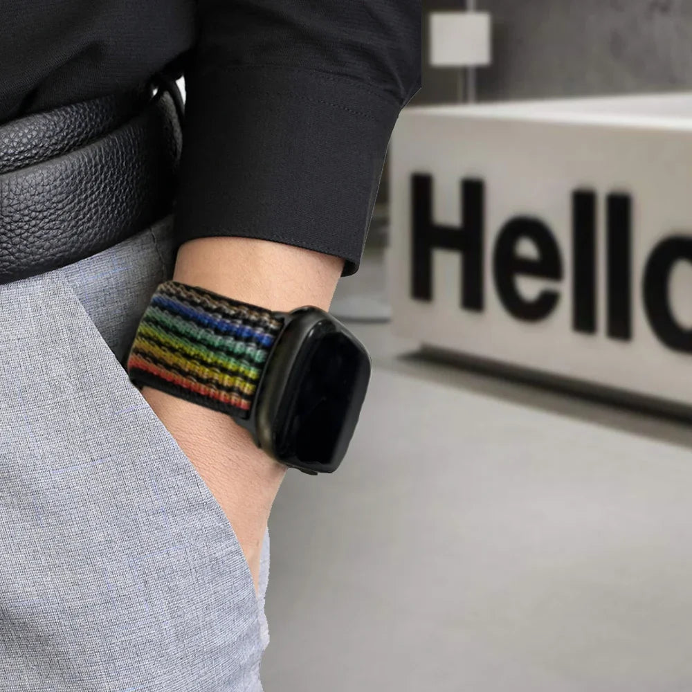 Nylon loop Correa For Apple Watch band 45mm 44mm 46mm 40mm 49mm 41mm 42mm 38mm band Apple Watch Series 6 SE 7 8 9 10 Ultra 2 bands