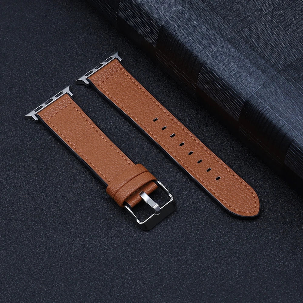 PU Leather band for Apple Watch band 45mm 44mm 40mm 42mm 46mm 41mm Ultra 49mm soft band for Apple Watch Series 10 9 8 7 6 5 SE 4