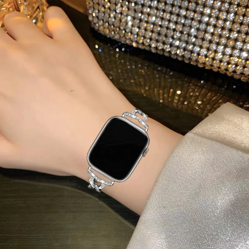Women band for Apple Watch 8 band Ultra 49mm 41mm 45mm Diamond Steel band Apple Watch Series 8 7 6 5 4 3 SE 38mm 42mm 40mm 44mm