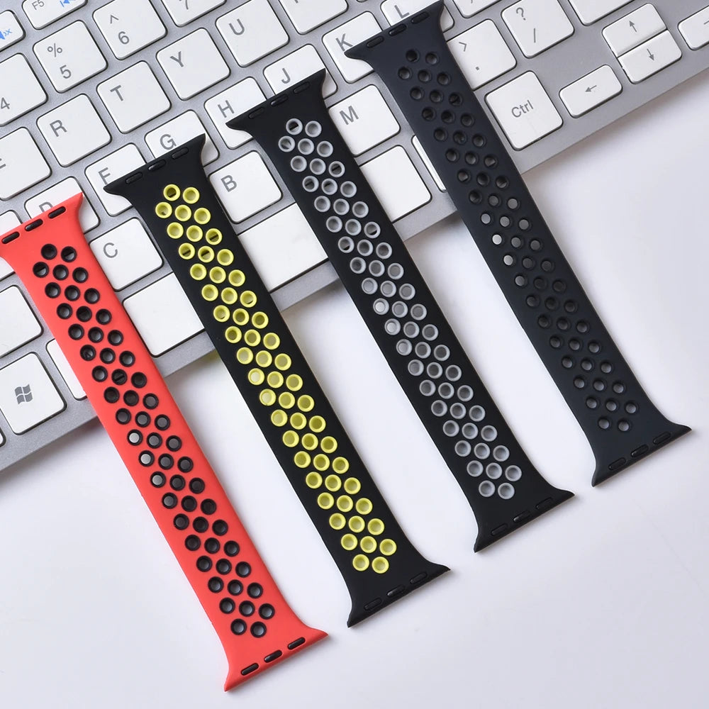Silicone band For Apple Watch 10 band 46mm 42mm 44mm 45mm 38mm 40mm 41mm Elastic Solo LoopBelt band Apple Watch 9876543 Ultra 2 49mm
