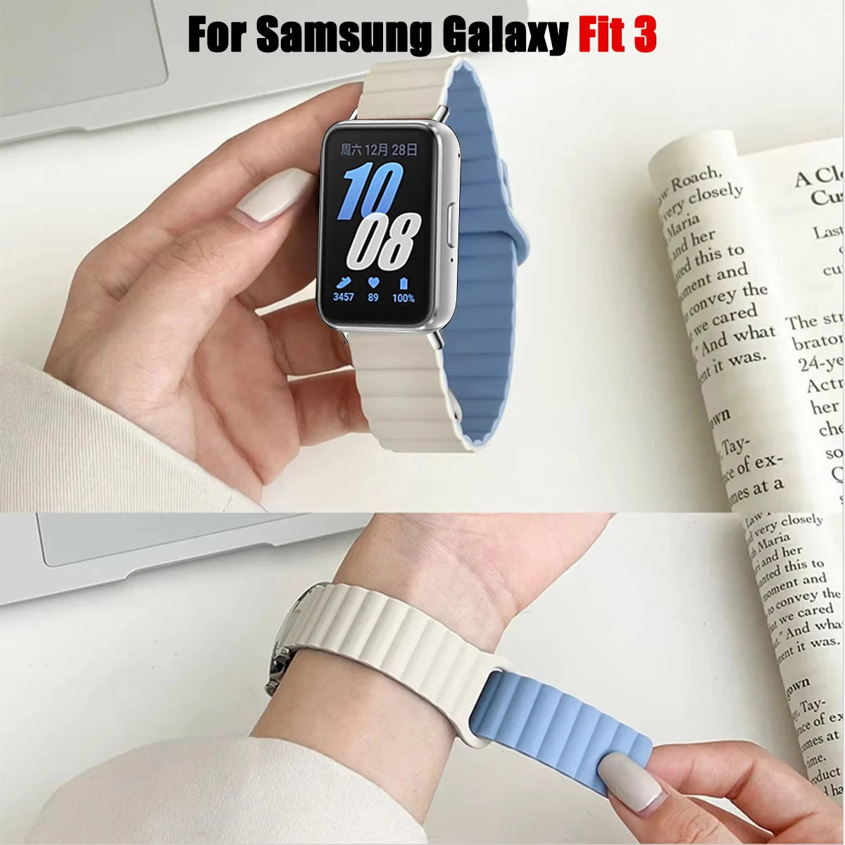 Magnetic Silicone Strap for Samsung Galaxy Fit 3 Sport Smart Watch Wristband for Samsung Galaxy Fit3 Accessories Correa Bracelet