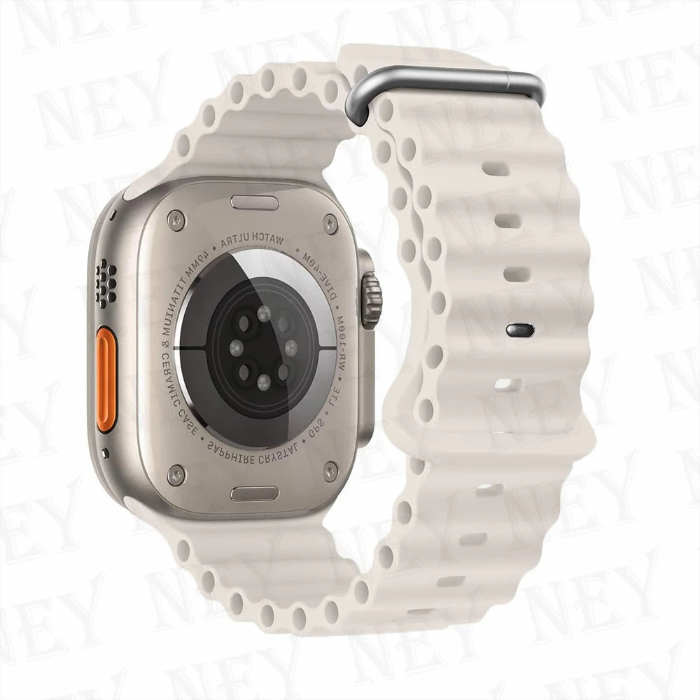 Ocean band for Apple Watch Ultra 2 49mm 44mm 45mm 42mm 38mm 40mm 41mm silicone band correa Apple Watch Series 9 8 7 SE 6 5 4 3 band