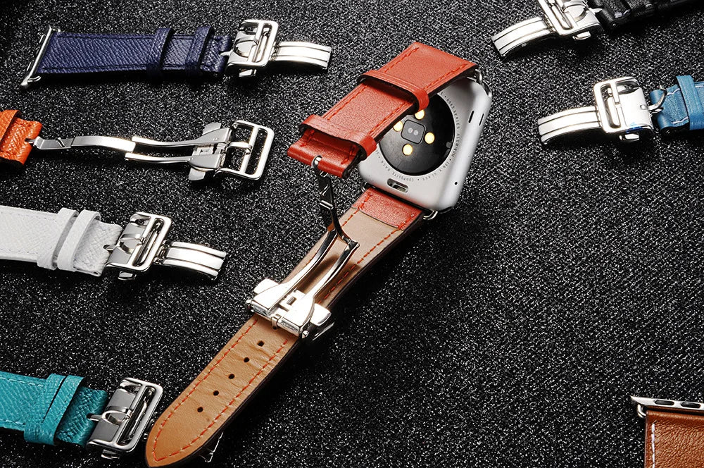 Genuine Leather band For Apple Watch Series 11 10 9 8 SE 3 band 46mm 44mm 41mm 45mm 42mm 38mm band Apple Watch Ultra 3 2 1 49mm