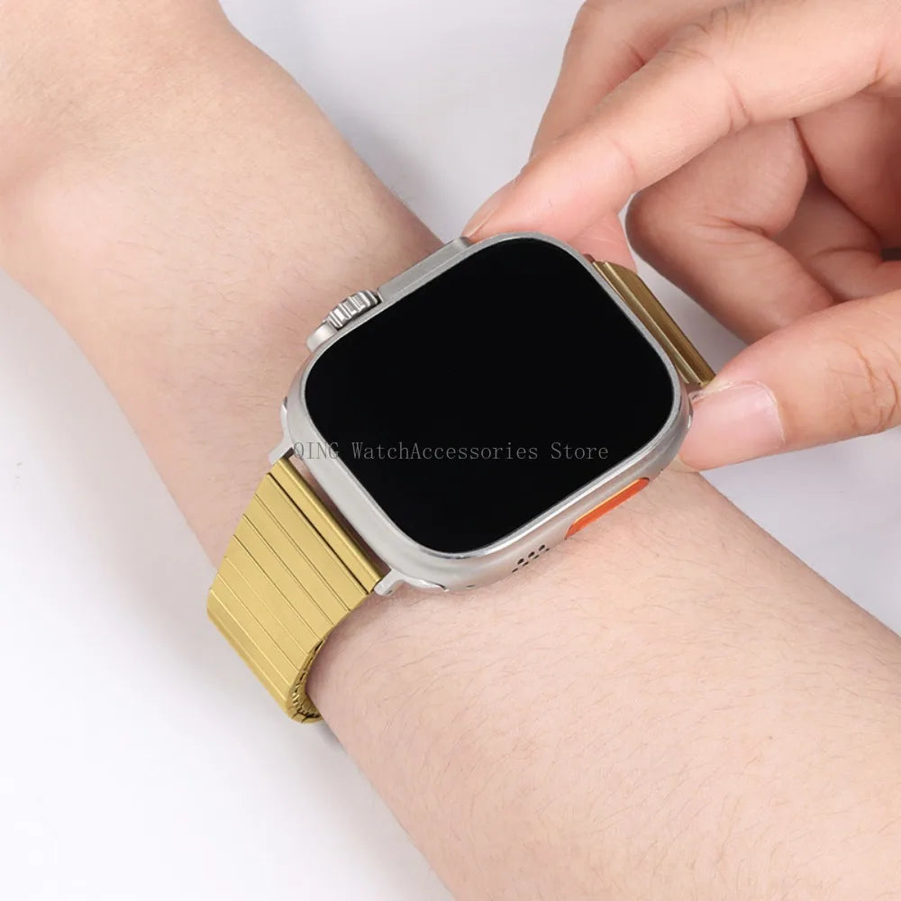 for Apple Watch band 40mm 44mm 45mm 41mm Slim metal Elastic Stretch watch band Bracele band for Apple Watch 7 6 SE 5 4 8 49mm 42mm 38mm