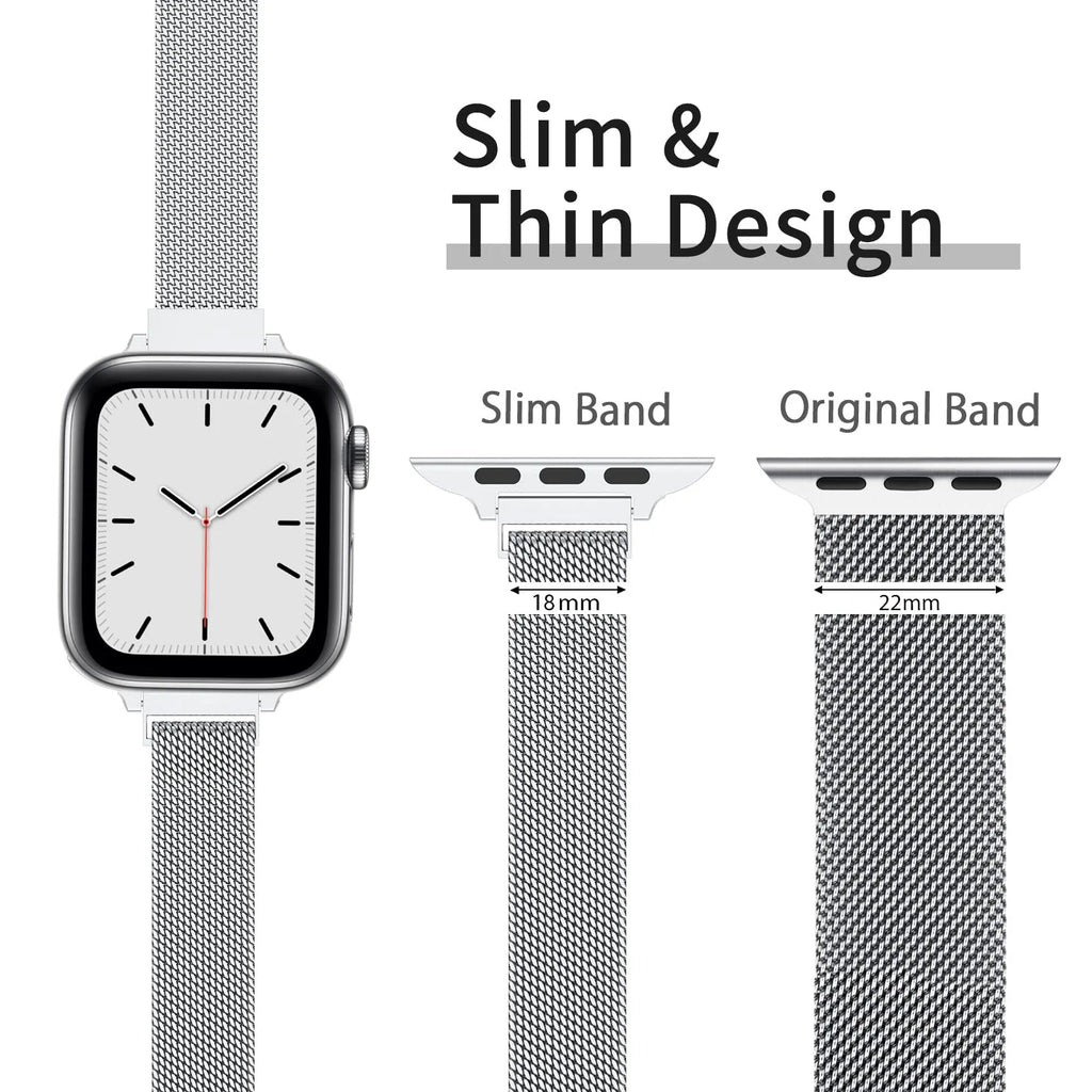 Stainless Steel Milanese band Suit for The Entire Range of Apple Watch Series Thin Stainless Steel Mesh band Magnetic bands