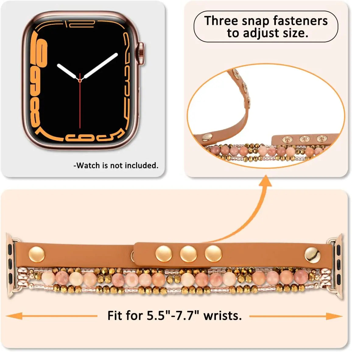 band band For Apple Watch band 49mm 40mm 38mm 41mm Women Elastic Beaded Leather band Apple Watch SE Series Ultra 8 7 6 5 4 3 2