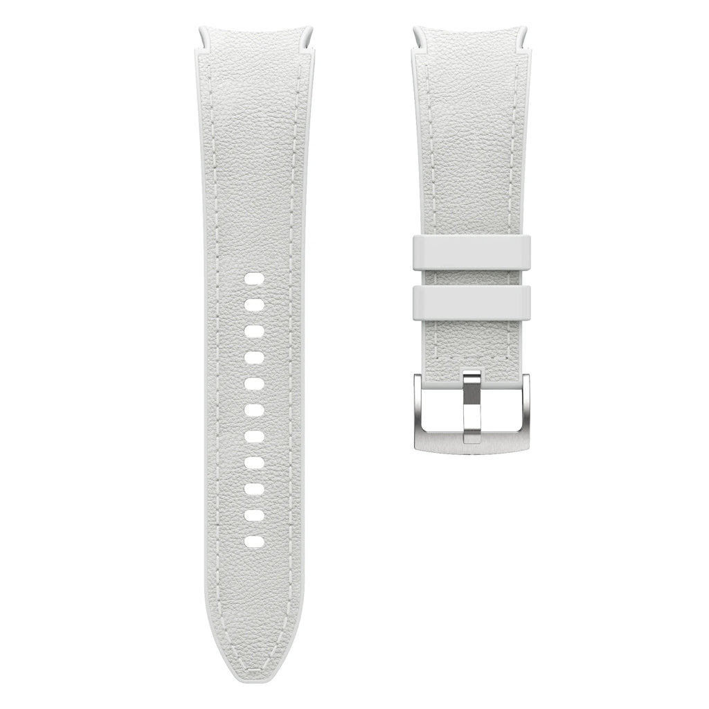 Silicone+Leather Strap for Samsung Galaxy Watch 7 6 5 4 FE 40mm 44mm No Gap Bracelet Band Watch 6 4 Classic 43/47mm 42/46mm Belt