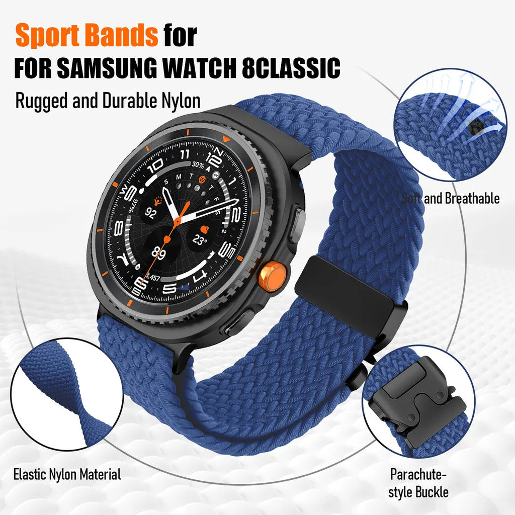 Parachute Buckle Elastic Nylon Strap for Samsung Galaxy Watch 8 40/44mm Luxury Band for Galaxy 8 Classic 46mm Sport Bracelet