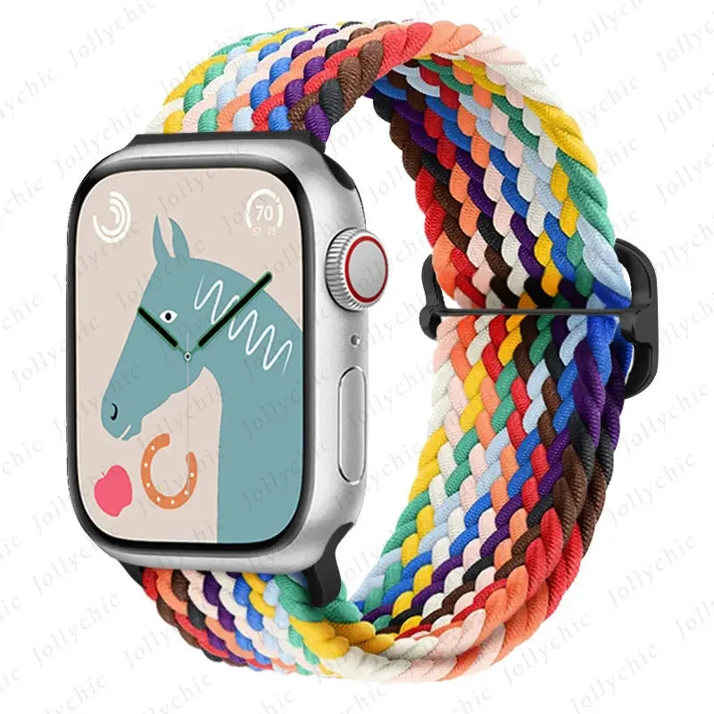 Braided Solo Loop band For Apple Watch Ultra 2 band 49mm 44mm 40mm 45mm 41mm 42mm 38mm band Apple Watch Series 9 8 7 6 SE 3