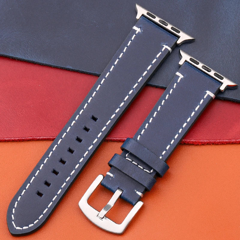 Genuine Leather band For Apple Watch band Serie 7 6 5 4 SE band 44mm 45mm 40mm 41mm 42mm 49mm Women Men Apple Watch Watchband
