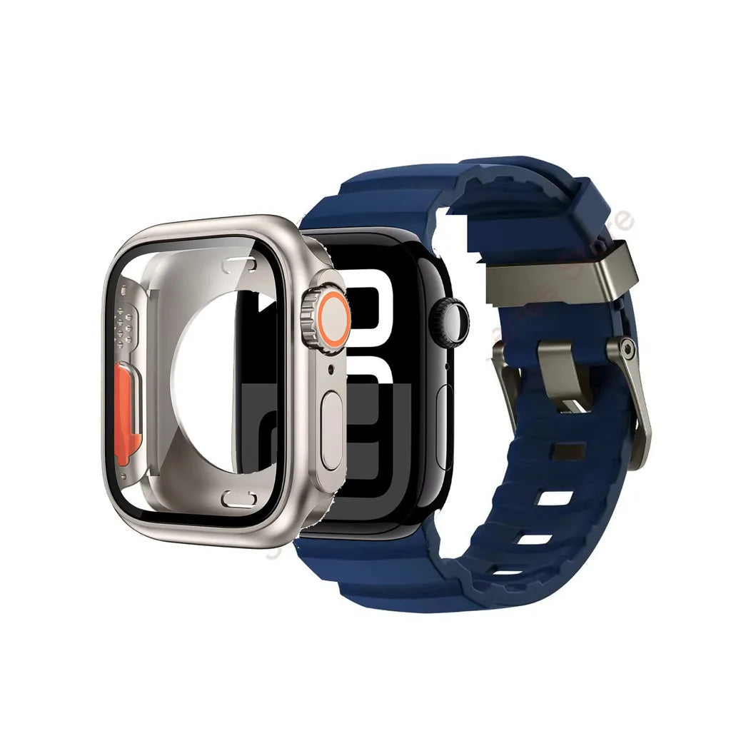 Silicone band+Case Change to Ultra For Apple Watch Ultra 10 9 8 7 6 5 4 SE For Apple Watch 46mm 49mm 45mm 44mm 42mm 41mm 40mm 38mm