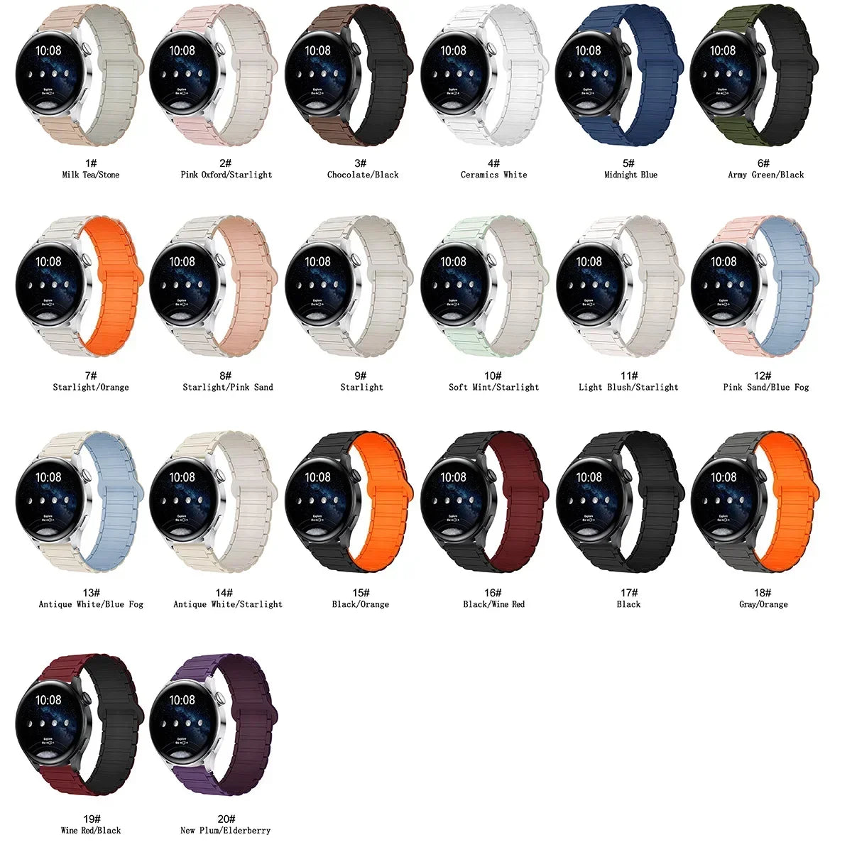 18mm 20mm 22mm Magnetic Loop Band for Samsung Galaxy Watch 7 6 5 4 44/40mm 6Classic Silicone Strap for Huawei Watch GT5 46mm