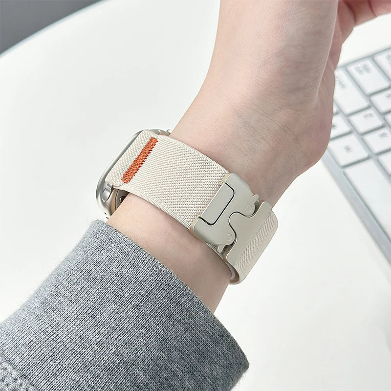 Nylon band for Apple Watch band 46mm 45mm 44mm 49mm 42mm 41mm 40mm Breathable Wristband Apple Watch Series Ultra 11 10 9 8 7 6 5 SE