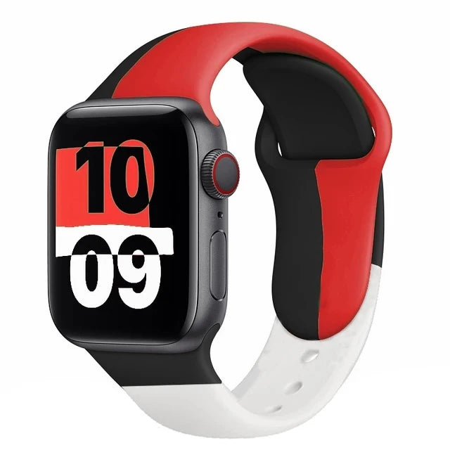 Silicone band For Apple Watch band 49mm 44mm 40mm 38mm 42mm 41mm 45mm Black Unity belt Sport band for Apple Watch Series 9 8 7 3 4 5 6 SE 2