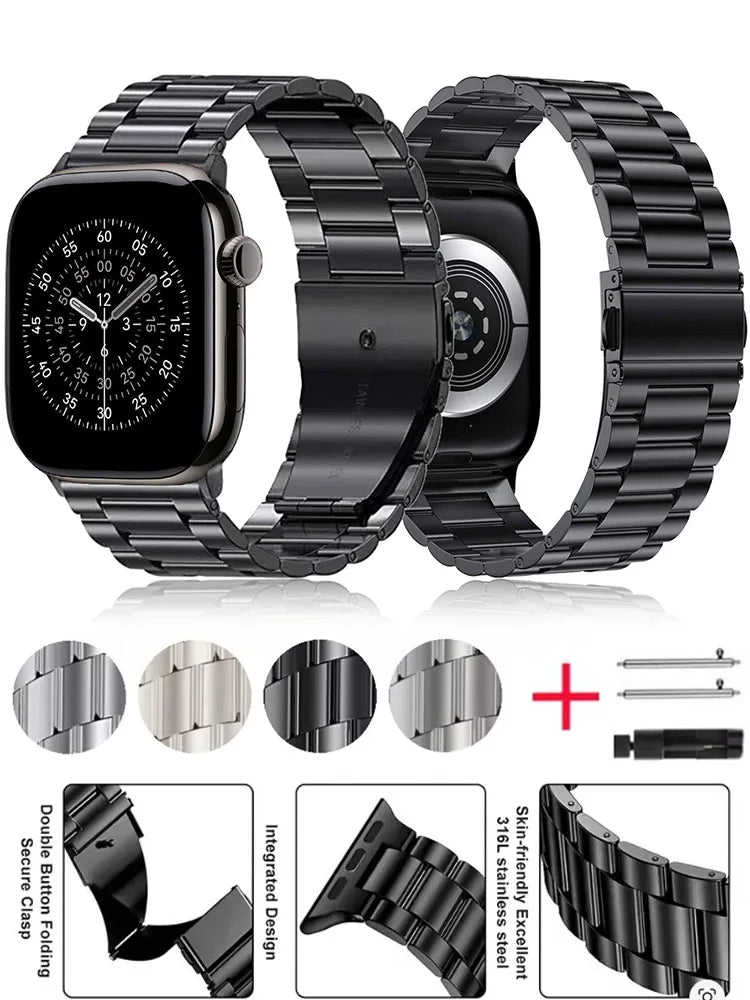 Metal band for Apple Watch Ultra 3 2 1 49mm 11 10 42mm 46mm Stainless Steel Wristband for Apple Watch 9 8 7 6 5 SE 45mm 41mm 44mm 40mm