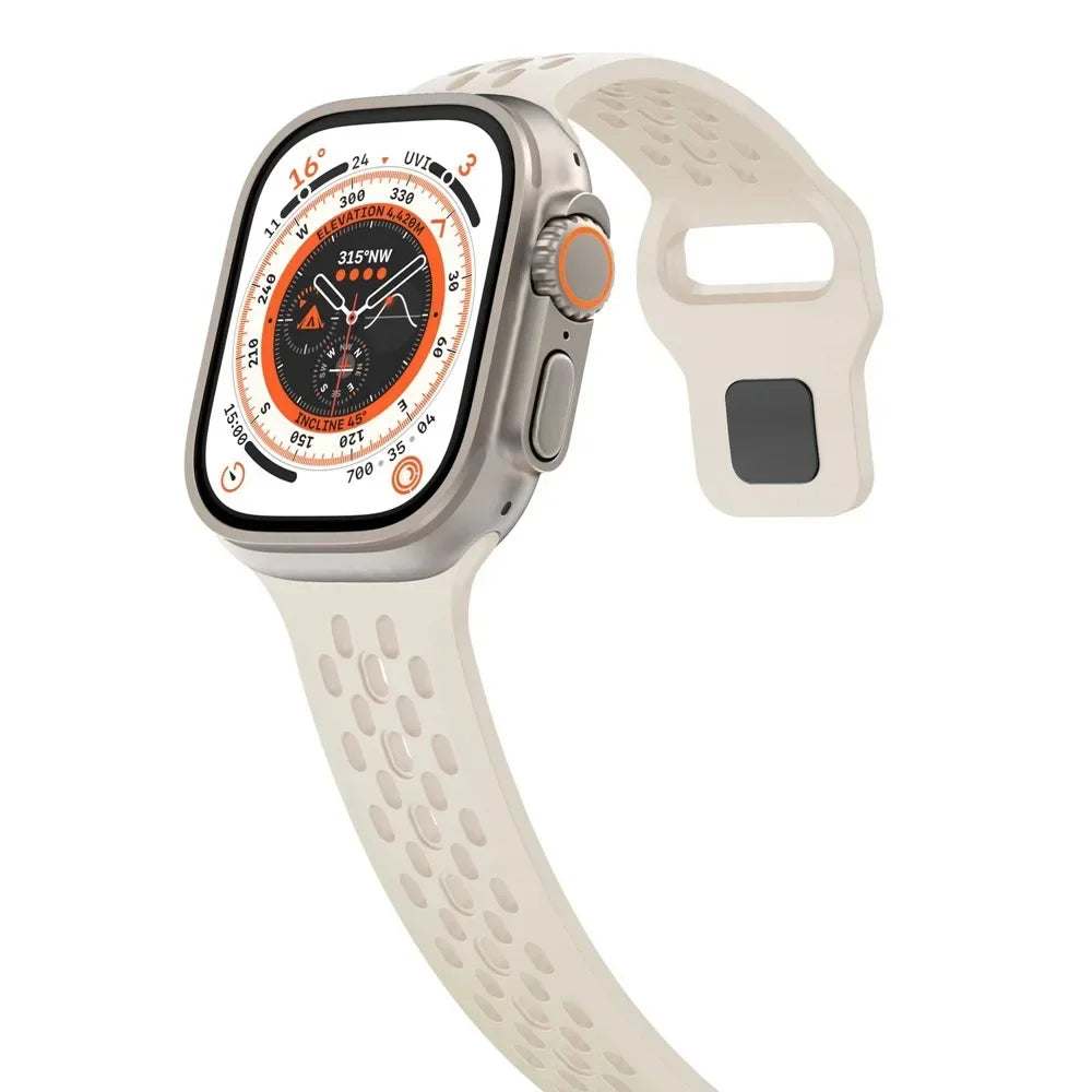 Sport Silicone band for Apple Watch Ultra 2 1 10 42mm 46mm 49mm Soft Breathable band Wristband Apple Watch Series 9 8 7 6 5 4 SE Band