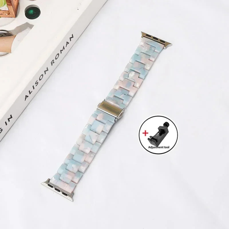 Luxury Resin band for Apple Watch Ultra 2 band 49mm 45mm 41mm 40mm 44mm 38mm 42mm Link band Apple Watch Series 9 7 8 6 SE 5 4 3