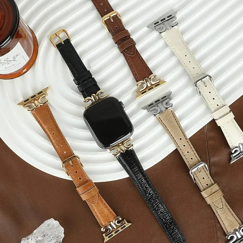 For Apple Watch band Series Ultra 10 9 8 7 6 5 Luxury Leather loop For Women 38mm 40mm 41mm 42mm 44mm 45mm 46mm 49mm band