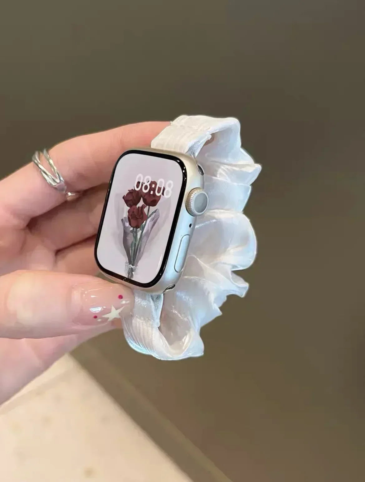 Compatible for Apple Watch band Scrunchie 38mm 40mm 41mm 42mm 44mm 45mm Cute Elastic Solo Loop band Women band