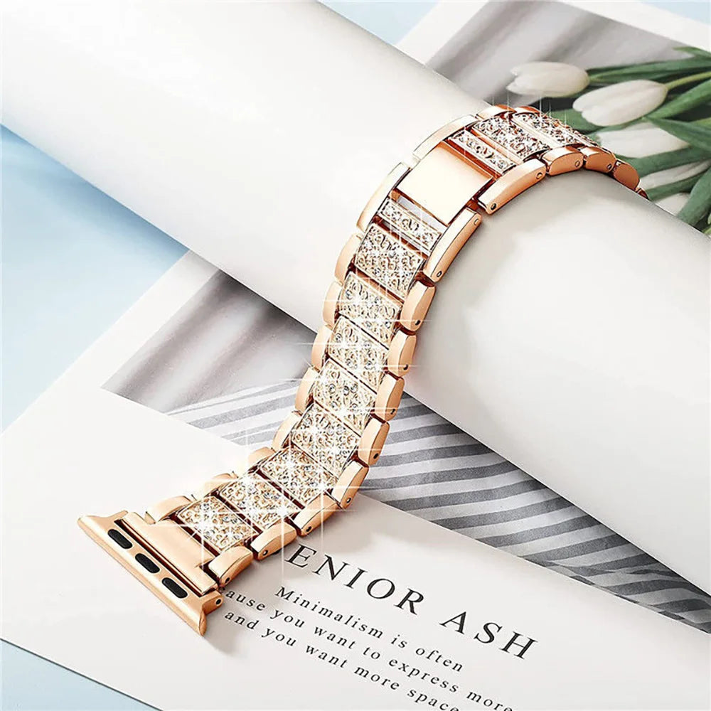 Fashion Women band for Apple Watch 49mm 46mm 45mm 44mm 42mm 41mm 40mm band Apple Watch Ultra 2 SE 10 9 8 7 6 5 4 3 metal band