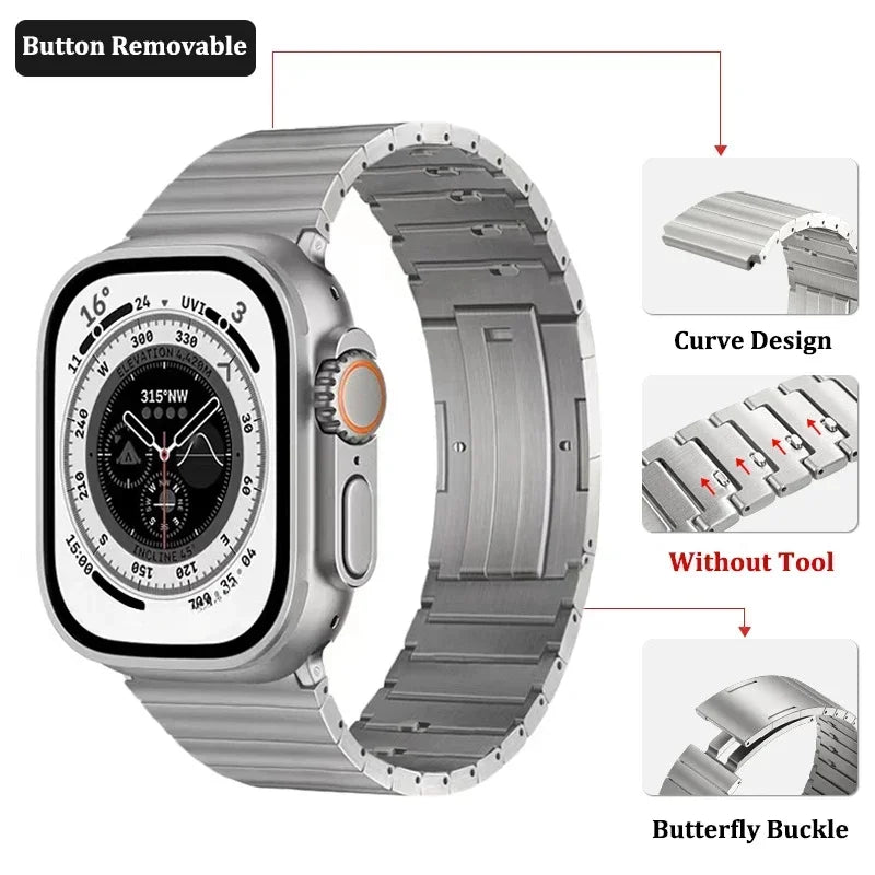 Titanium Link band for Apple Watch Ultra 3 2 49mm 41mm 42mm 44mm 46mm 40mm band for Apple Watch Series 11 10 9 8 7 6 5 4 SE Wristband